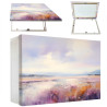 Tapa contador de paisaje abstracto con tonos lavanda, violetas y naranjas al amanecer- Cuadrostock