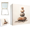 Tapa contador decorativo con piedras zen apiladas sobre fondo blanco minimalista- Cuadrostock