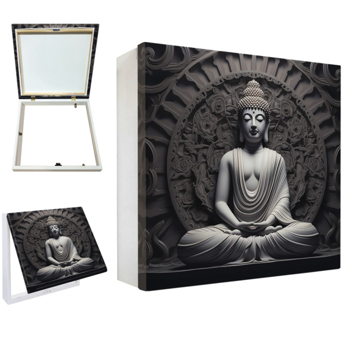 Tapa contador decorativo con imagen de Buda sentado en posición de meditación sobre fondo mandala en tonos oscuros- Cuadrostock Tapa contador decorativo con imagen de Buda sentado en posición de meditación sobre fondo mandala en tonos oscuros- Cuadrostock