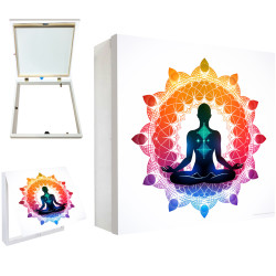 Tapa contador decorativo con chakras alineados y mandala multicolor -Cuadrostock