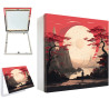 Tapa contador decorativo con paisaje japonés, luna llena y árboles rojos estilo sakura- Cuadrostock
