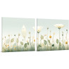 Díptico decorativo con delicadas flores en tonos suaves sobre fondo claro-Cuadrostock