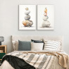 Díptico estilo zen, piedras apiladas en tonos grises y blanco y ocres- Cuadrostock