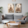 Díptico con figura femenina de estilo oriental meditando, perfecta para decoraciones zen- Cuadrostock