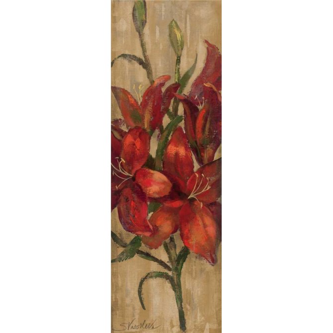 Vivid Red Lily on Gold - Cuadrostock
