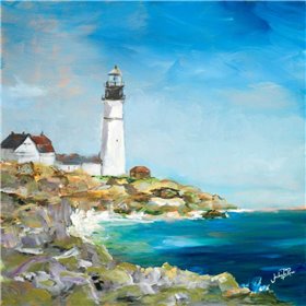 Lighthouse on the Rocky Shore I - Cuadrostock