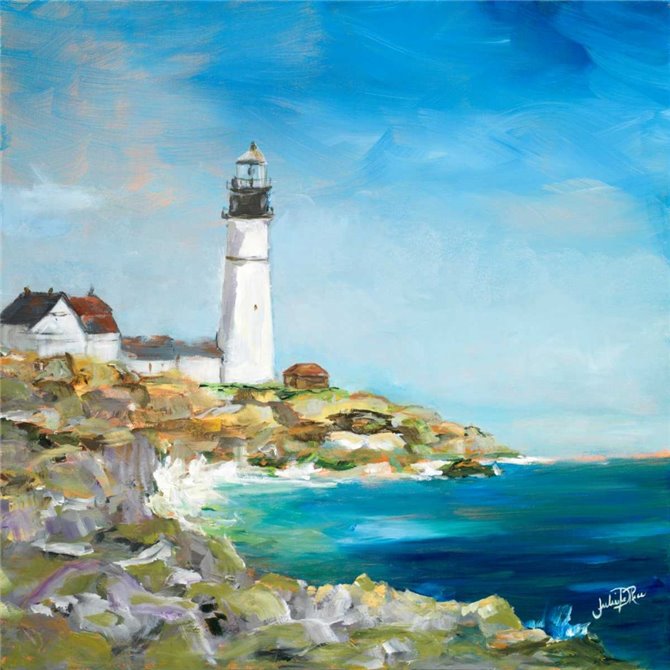 Lighthouse on the Rocky Shore I - Cuadrostock