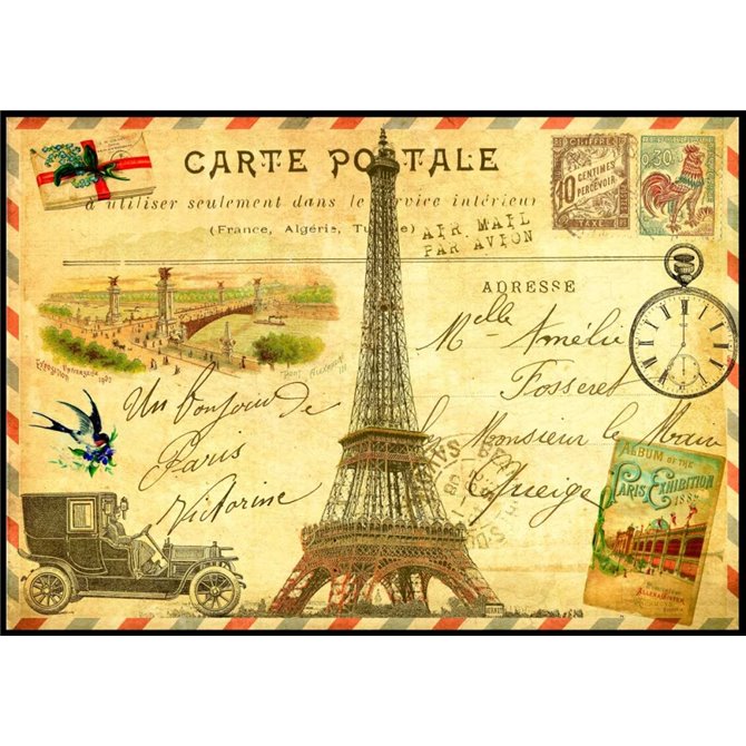 Vintage Paris Postcard Eiffel Tower - Cuadrostock