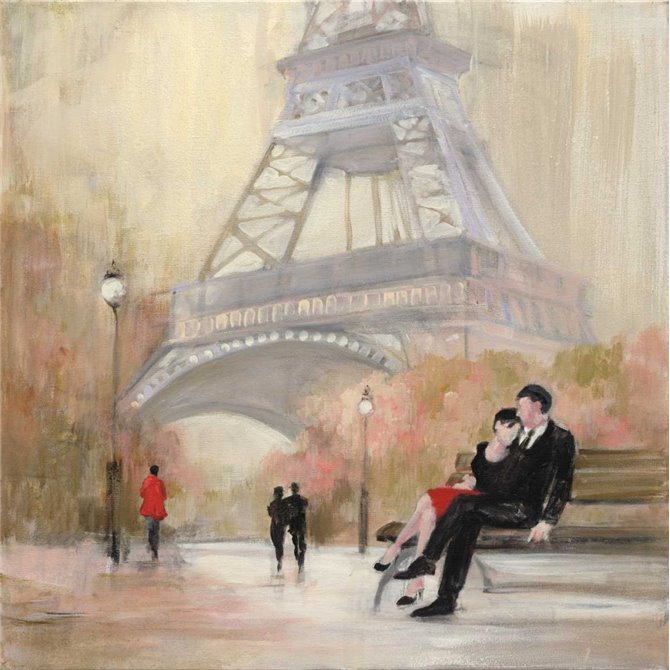 Romantic Paris I Red Jacket - Cuadrostock