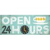 Retro Diner Open 24 Hours Panel - Cuadrostock