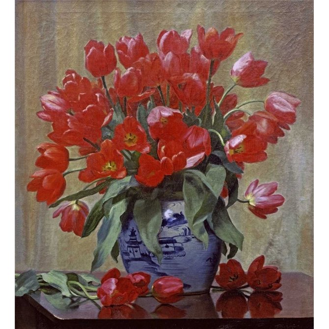 Tulips In a Porcelain Vase - Cuadrostock