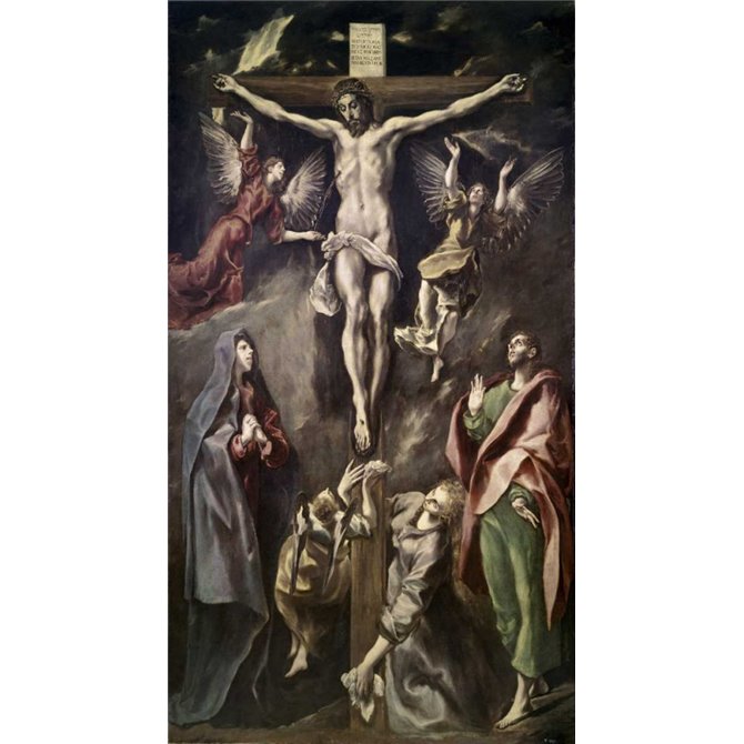 Crucifixion With Virgin, Magdalene, St. John and Angels - Cuadrostock