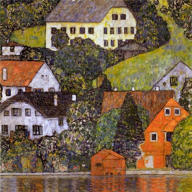 Houses In Unterach On Lake Atter 1916 - Cuadrostock