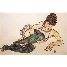 Reclining Woman With Green Stockings - Cuadrostock
