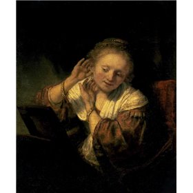 Young Woman Trying Earrings, 1654 - Cuadrostock
