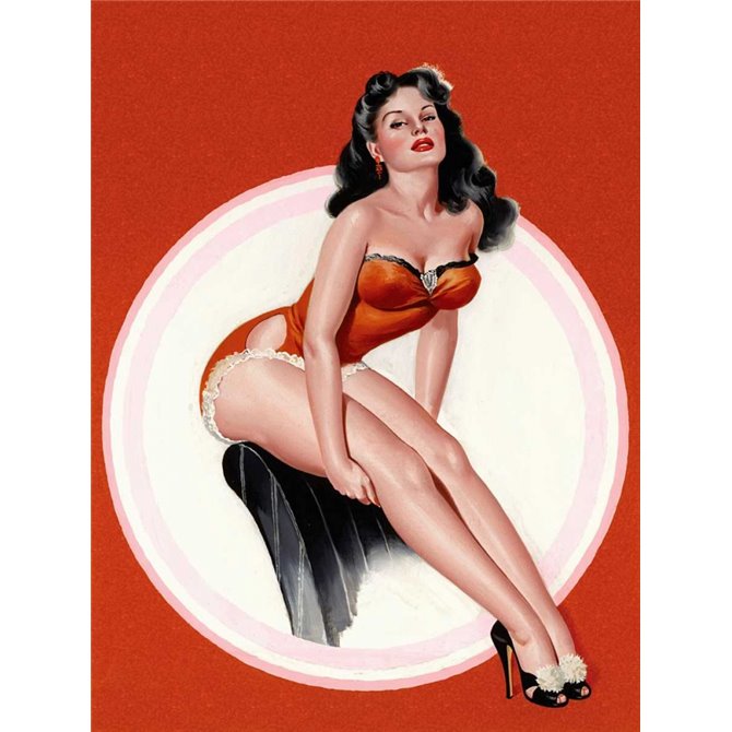Mid-Century Pin-Ups - Eyeful Magazine - Brunette in a Red Bathing suit - Cuadrostock