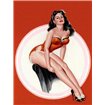 Mid-Century Pin-Ups - Eyeful Magazine - Brunette in a Red Bathing suit - Cuadrostock