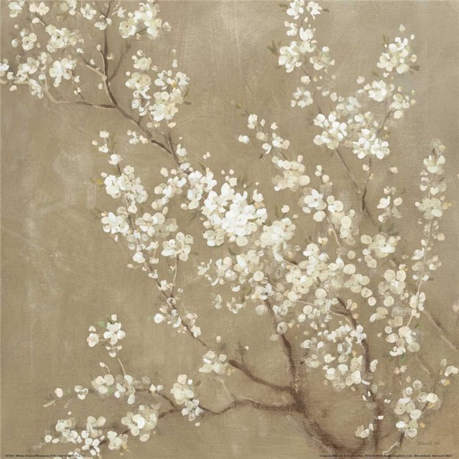 White Cherry Blossoms II Neutral Crop - Cuadrostock