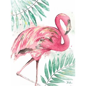 Watercolor Leaf Flamingo II - Cuadrostock