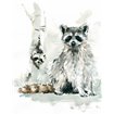 Raccoon and Baby - Cuadrostock