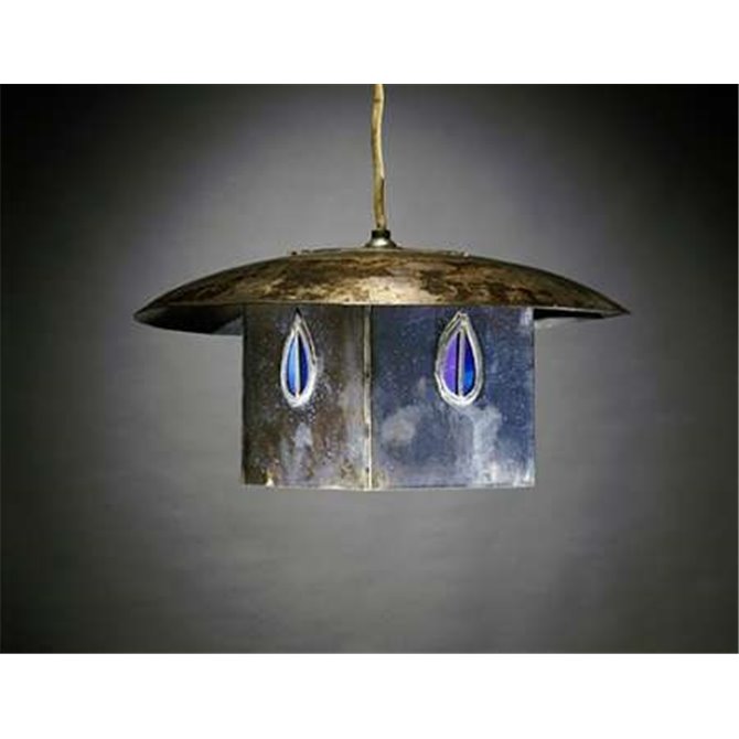 A Metal and Leaded Glass Hanging Shade - Cuadrostock