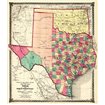 County Map of Texas, and Indian Territory, 1874 - Cuadrostock