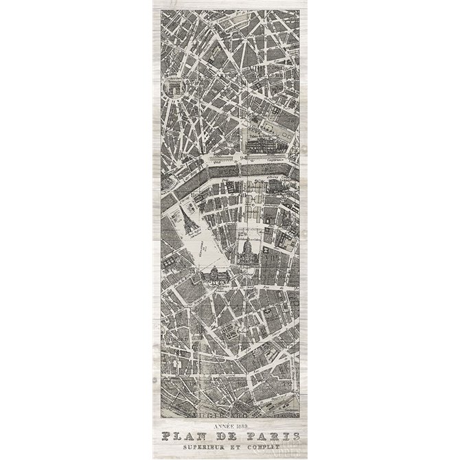Plan de Paris Panel in Wood - Cuadrostock