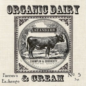 Farmhouse Grain Sack Label Cow - Cuadrostock