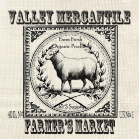 Farmhouse Grain Sack Label Sheep - Cuadrostock