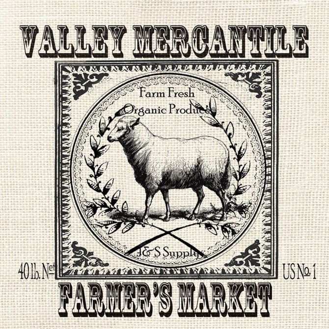 Cuadro para dormitorio - Farmhouse Grain Sack Label Sheep - Cuadrostock