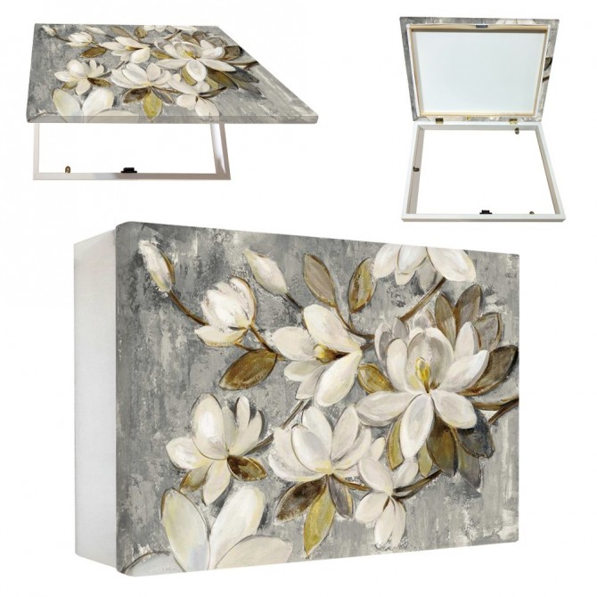 Tapa contador luz horizontal cajón blanco de flores - Cuadrostock Tapa contador luz horizontal cajón blanco de flores - Cuadrostock