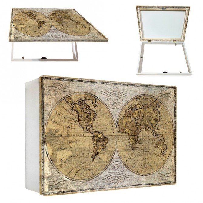 Tapa contador con mapa antiguo del mundo en estilo vintage y tonos tierra- Cuadrostock