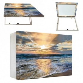 Tapa contador paisaje con imagen de playa al atardecer y reflejos dorados en el agua- Cuadrostock