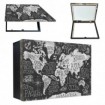 Tapa contador con diseño de mapa del mundo en estilo pizarra vintage, blanco sobre fondo negro- Cuadrostock