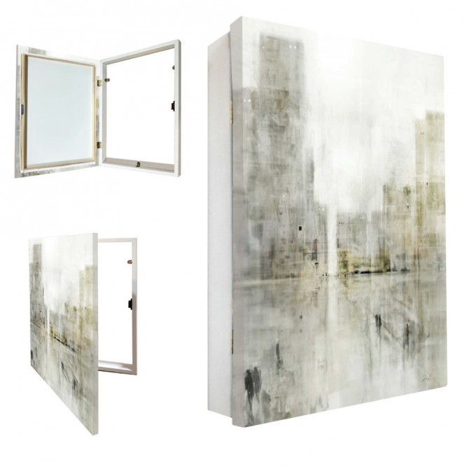 Tapa contador decorativo con paisaje urbano abstracto en blanco, gris y beige - Cuadrostock Tapa contador decorativo con paisaje urbano abstracto en blanco, gris y beige - Cuadrostock
