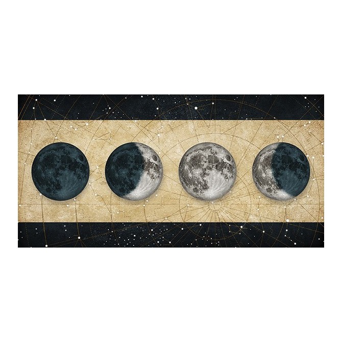 MFZ-0024 Cuadro Fases de la Luna DORADO con barras NEGRO - Cuadrostock