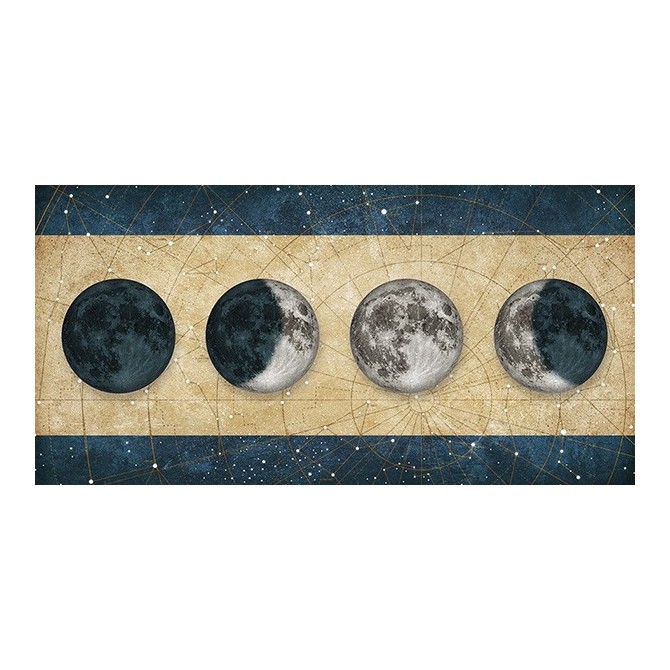 Cuadro Fases de la Luna DORADO con barras AZUL - Cuadrostock