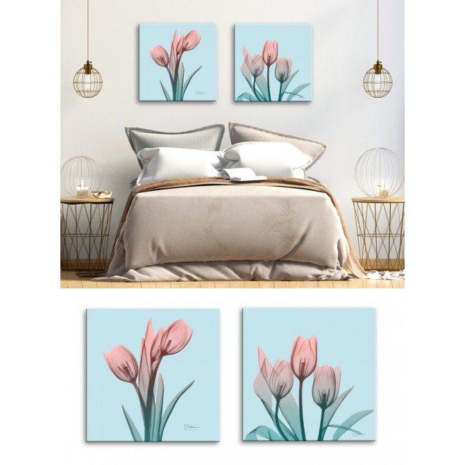 Cuadro para dormitorio - Juego 2 Cuadros Flores - Awakening Tulips - Cuadrostock