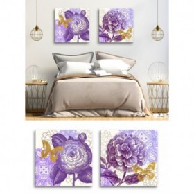 Cuadro para dormitorio - Conjunto 2 cuadros flores - Lace Butterfly 1 - Cuadrostock