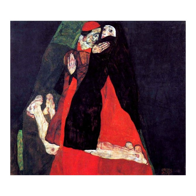Cardinal and Nun or The caress by Schiele - Cuadrostock