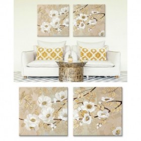 Díptico flores color marrón, ideal para decoraciones románticas y elegantes - Cuadrostock