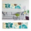 Tríptico flores en tonos azules y cremas ideal para habitaciones y salones- Cuadrostock