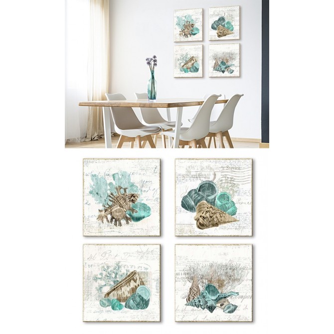 J2J2-M00-Juego de 4 lienzos cuadrados - Shell Letter - Cuadrostock J2J2-M00-Juego de 4 lienzos cuadrados - Shell Letter - Cuadrostock