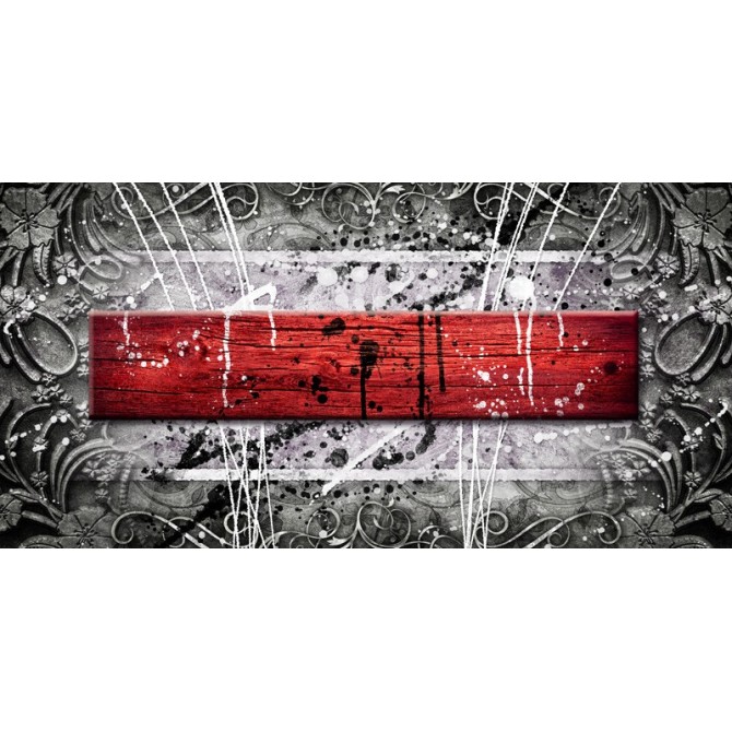 EMO-012 Cuadro Abstracto con Madera Roja y Salpicaduras - Cuadrostock
