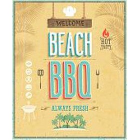 49914410-Vintage Beach BBQ poster. 7 tamaños disponibles - Cuadrostock