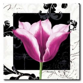 GLA-484_Damask Tulip III / Cuadro Flores, Flor Lila sobre fondo vintage moderno - Cuadrostock