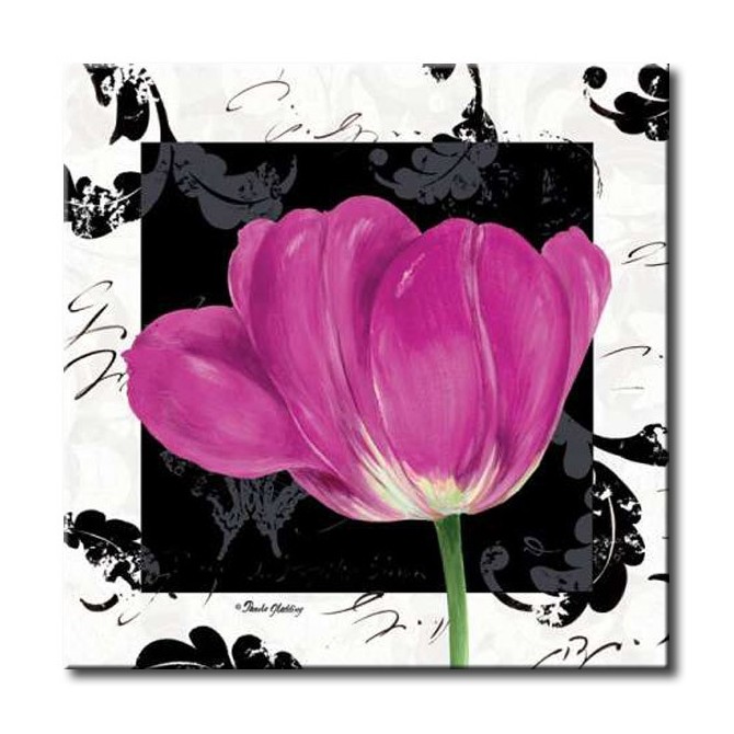 GLA-483_Damask Tulip II / Cuadro Flores, Flor Lila sobre fondo vintage moderno - Cuadrostock