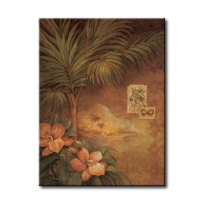 GLA-307_West Indies Sunset I / Cuadro Flores Tropicales estilo Retro - Cuadrostock