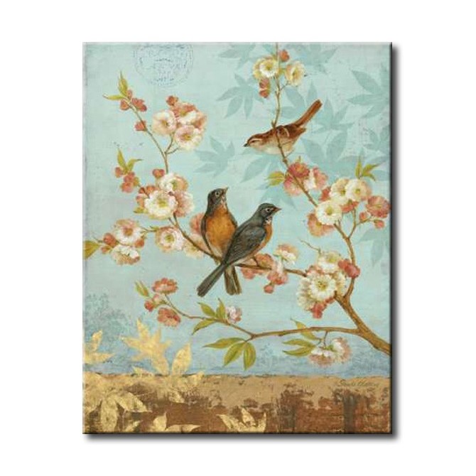 GLA-549_Robins / Cuadro Animales, Pájaros con Flores - Cuadrostock