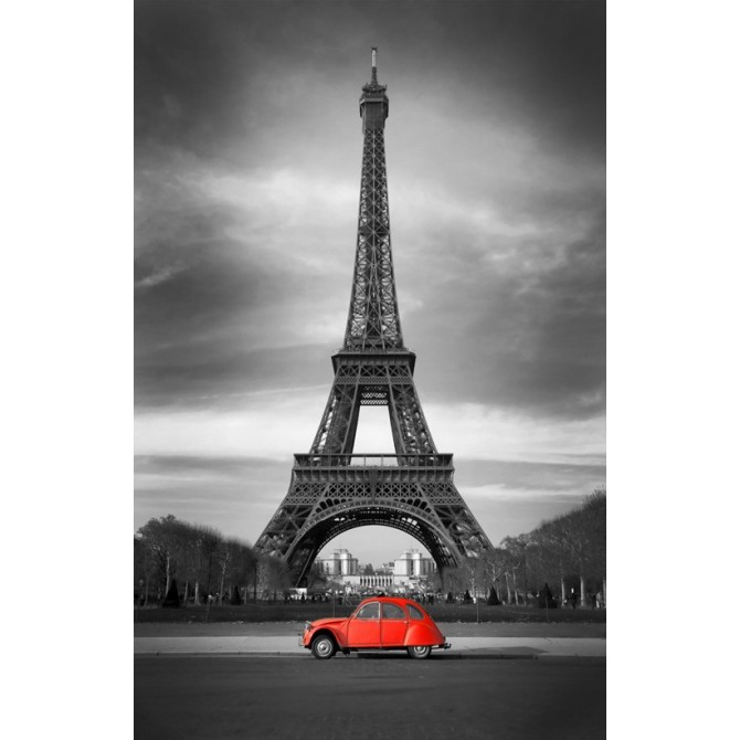 28112133 / Cuadro Torre Eiffel y coche rojo - Cuadrostock